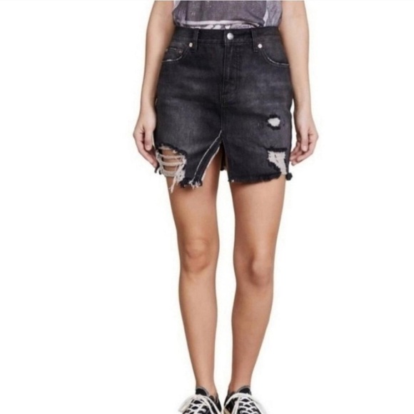 We The Free Dresses & Skirts - We the free distressed black denim skirt